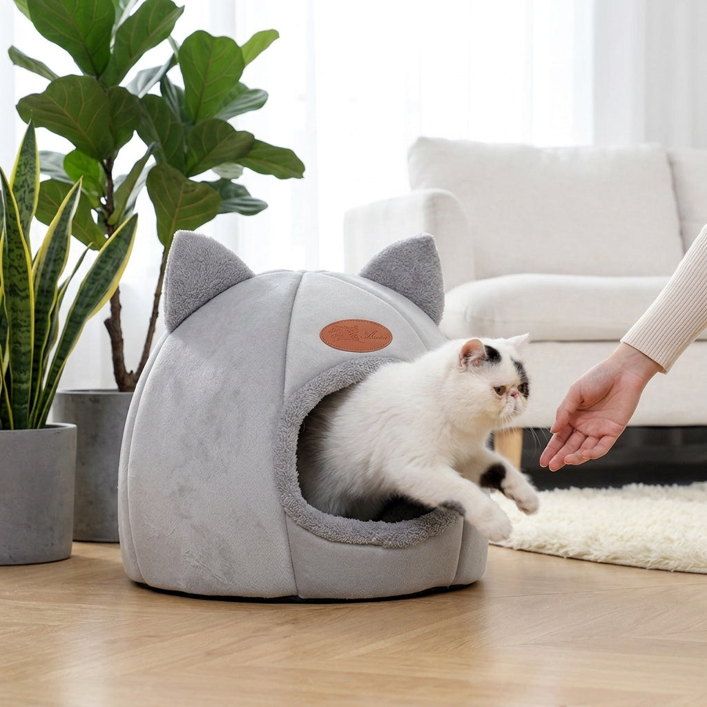 Cozy Pet Cave Bed for Cats and Small Dogs